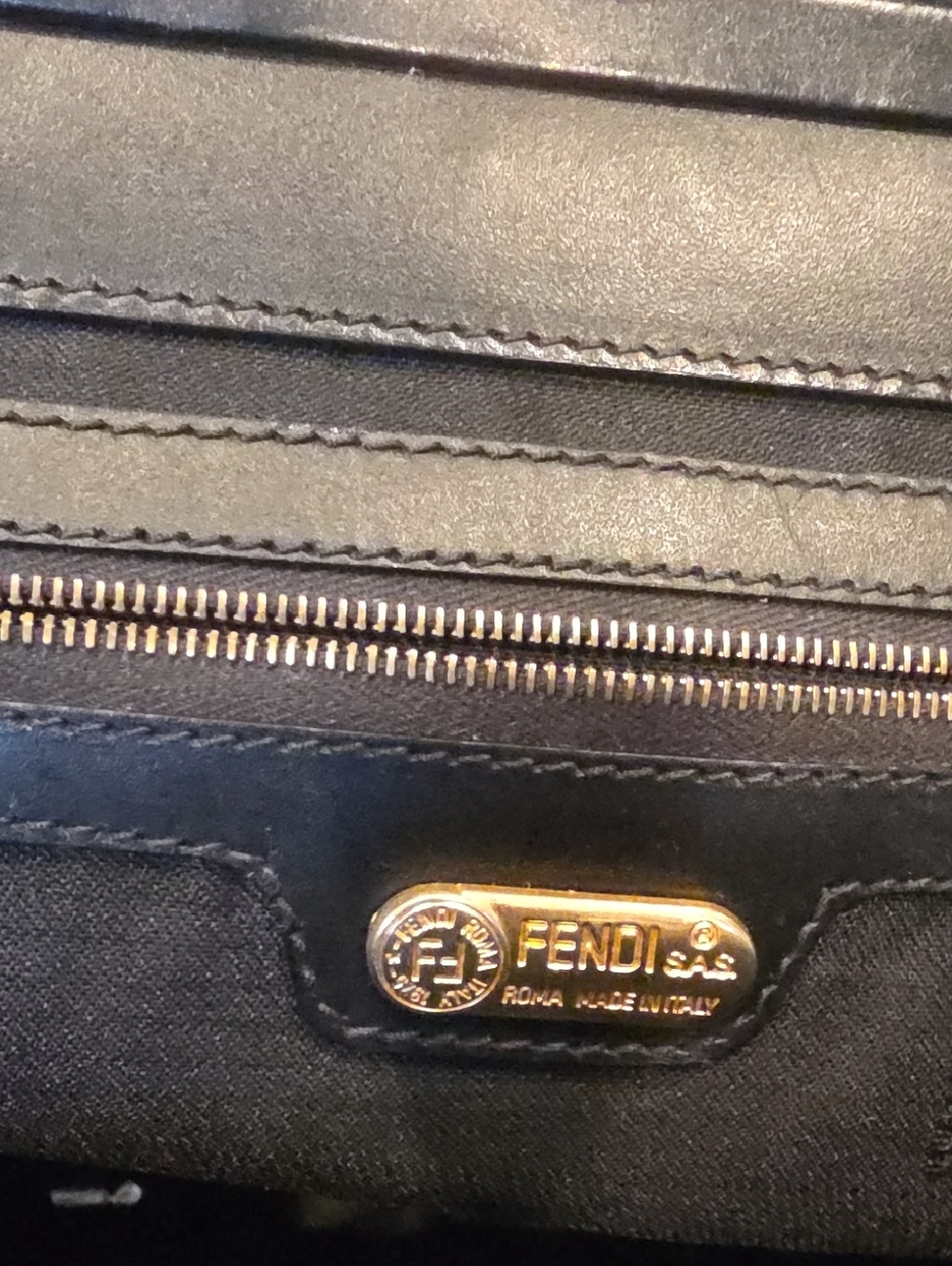 Fendi Black Clothe Womens Bag with Gold Hardware